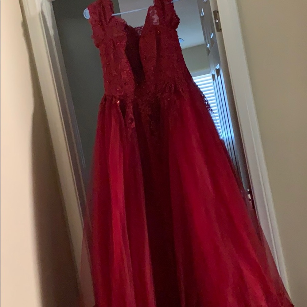 Ball gown with embroidered top and bottom